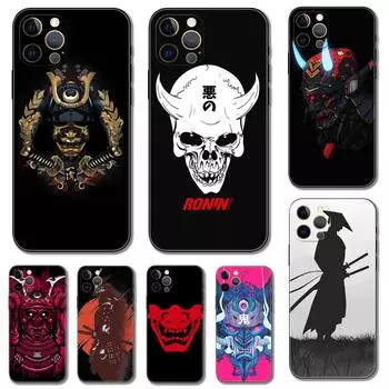 Японский самурай маска Они DIY чехол для телефона для iPhone 5S 2020se 6s 7 8 plus x 10 XR XS 11 12 13 mini pro MAX черная задняя крышка из ТПУ iphone 5 5S SE 2016
