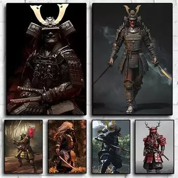 Японский самурай воин бусидо искусство меча ретро постеры холст картины настенный декор принты картина для гостиной украшение дома 21cm30cm NoFrame