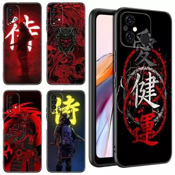 Японский самурайский арт черный чехол для телефона Xiaomi Redmi 11 Prime 11A 12C 13C A1 A2 + 12 4G 10 5G 8A 9A 10A 9C 10C 9i 12R Note 9T Redmi 11A 4G