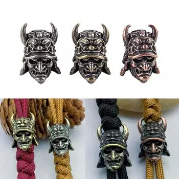 Японский самурайский шлем, нож, бусины, тканые ремешки из паракорда, подвески, веревка своими руками бронзовый