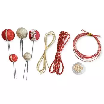 Японский шарик для волос красное золото выпускной фурисодэ одежда, орнамент, канзаши, золото, мидзухики, лист, коса, церемония совершеннолетия, церемония, свадьба, красный