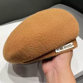 Японский шерстяной берет дети осень и зима Интернет знаменитости Корейская версия универсального темперамента шоу лицо маленький художник шляпа прилив M56-58cm чёрный