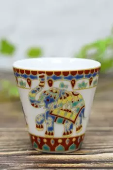 Японский склад Lucky Ochoko Sake Cup Kutani Ware Sake Cup Mandala Elephant Ceramic Brand Japanese Tableware Choko Cup Made in Japan