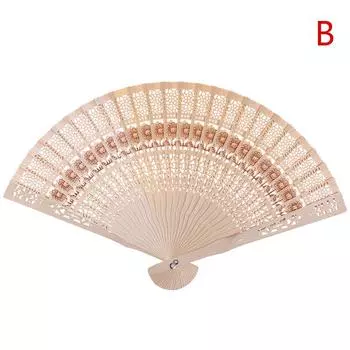 Японский складной веер деревянный ручной цветок луна бамбуковый карманный веер B