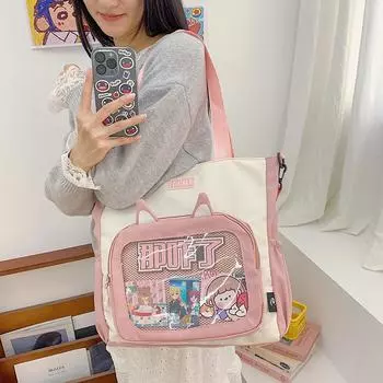 Японский сладкий мультфильм боль большой пищевой бар боль сумка двухмерная мягкая сестра универсальная сумка тоут переносная сумка через плечо one size fits all чёрный