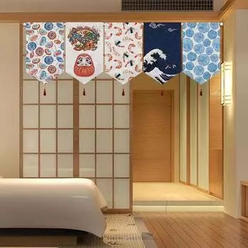Японский современный приливный подвесной занавес Izakaya суши ресторан магазин короткая занавеска домашний треугольный флаг кухонный дверной проем декор 30x50cm