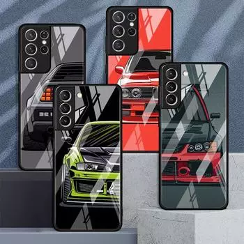 Японский стеклянный чехол со спортивными автомобилями JDM для Samsung Galaxy S22 S20 FE S21 Plus, чехол для телефона S10 5G S9 Note 20 Ultra 10 Lite Shell Samsung S21 5G