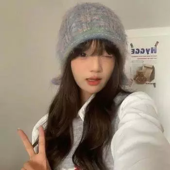 Японский стиль Градиент Пуловер Шапка Мягкая плюшевая шерстяная шапка Универсальная без полей Шапочка женская Style3