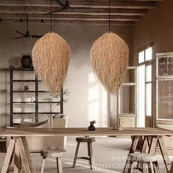 Японский стиль идиллический ветер ротанг искусство ретро ресторан гостиная дзен гостевой дом чайная комната плетеная люстра в китайском стиле