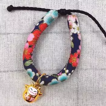 Японский стиль кошачий ошейник с колокольчиком кошачье ожерелье кошачий ошейник тедди бишон шлейка для маленькой собаки кошачий бренд товары для питомцев XS(15-25cm) Blue car chrysanthemum