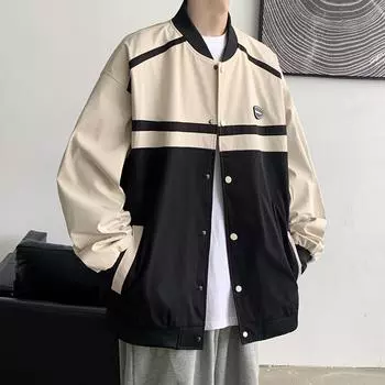 Японский стиль менее чувственный цветной американский бомбер, новая весенняя куртка в стиле Гонконга, модная повседневная свободная и универсальная куртка M