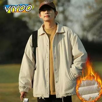 Японский стиль Мужская Y2K Высококачественная повседневная вельветовая куртка Пальто Длинные рукава Рубашки для мужчин Уличная модная одежда M кофейный