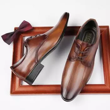 Японский стиль Новые зашнурованные заостренные деловые кожаные туфли мужские формальные на мягкой подошве повседневные офисные джентльменские мужские туфли мода 40