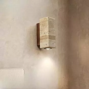Японский стиль ретро твердое дерево желтый травертин настенный светильник современная спальня столовая украшение настенные светильники на открытом воздухе проход светодиодный Warm White (2700-3500K)