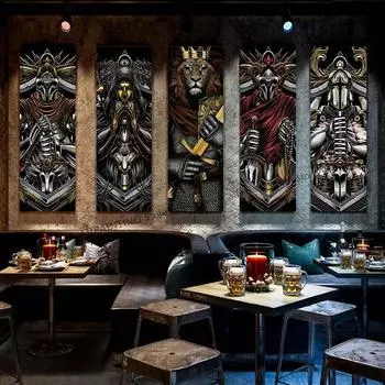 Японский стиль Укиё Печать на холсте Картина Настенный художественный постер Король воин декоративная живопись Ресторан Бар Гостиная Домашний декор 20cm40cm NoFrame