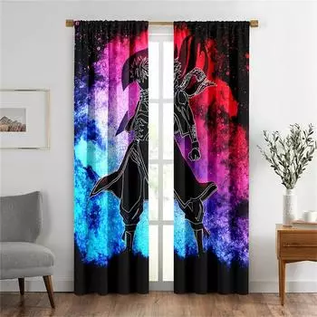 Японский стиль Волна Солнце самурай манга карикатура анимация светофильтрующие шторы 2 панели тонкие шторы для спальни гостиной 50W130H(CM) 2PCS&Hook