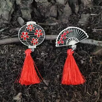 Японский стиль вишневый фонарь в форме веера пуговица на лацкане значок брошь 1#