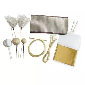 Японский стиль волос белый золотой шар золото выпускной кимоно украшение, канзаши, мидзухики, коса, лист, сетка, церемония совершеннолетия, церемония, свадьба, золотой