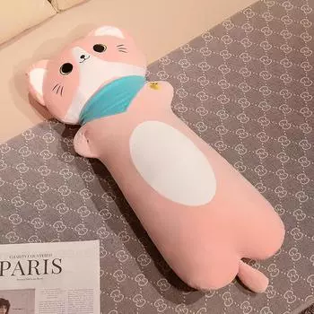 Японский толстый кот, плюшевая кукла, милый шарф, котенок, длинная подушка, кровать для девочки, подушка для ног, подушка 70cm