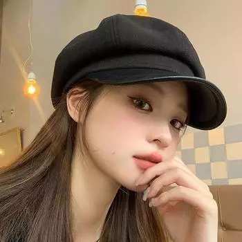 Японский универсальный берет женский осенний берет маленький литературный уличный досуг ретро британский газетчик шляпа художника One Size (54-59cm) хаки