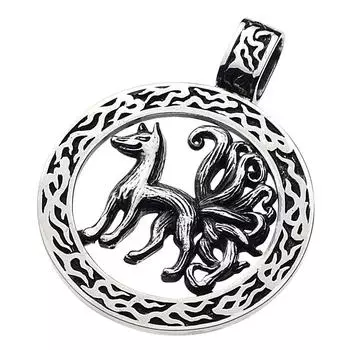 Японский узор лиса кулон серебро серебро p0372 [Cenote] девятихвостый [925 аксессуары]