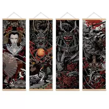 Японский воин холст самурай стены книги по искусству печати плакат произведения искусства украшения дома 30*90 см