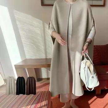 Японский женский шерстяной свитер-жилет в стиле плаща с крыльями летучей мыши 2023 года, осень/зима One Size кофейный