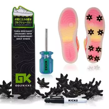 [Японское агентство] Кроссовки GOLFKICKS как обувь для гольфа Туфли для гольфа с шипами черного цвета