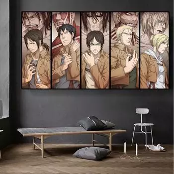 Японское аниме атакует титанов, детские большие картинки, искусство украшения гостиной, украшение дома 20cm40cm NoFrame