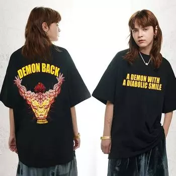 Японское аниме Baki The Grappler Demon Back футболка Yujiro Hanma Gym Футболки с принтом унисекс Женская повседневная модная футболка большого размера