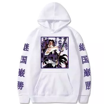 Японское аниме Demon Slayer Kokushibou Manga Hoodies Одежда Мужчины Женщины Tsugikuni Michikatsu Harajuku Cool Printed Sweatshirts XS чёрный
