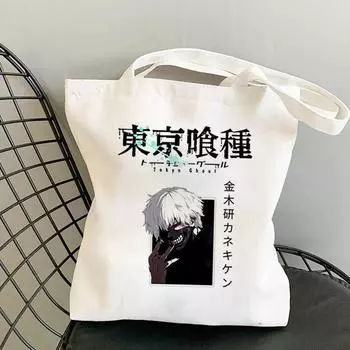 Японское аниме Kaneki Ken Tokyo Ghoul Canva сумка Harajuku в готическом стиле покупательница большая вместительная женская сумка на плечо винтажная сумка 24*26cm