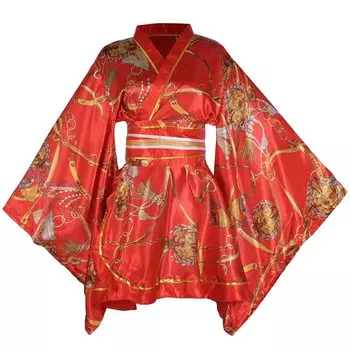 Японское аниме-кимоно, платье-гиша, кимоно, косплей, легкий цветочный халат, цельный с поясом, бесплатная доставка для женщин (S17 Красный, Размер)