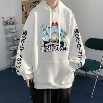 Японское аниме Моя геройская академия Сигараки Томура с принтом с капюшоном для мужчин и женщин, свободные толстовки с капюшоном Harajuku унисекс повседневная толстовка XS чёрный