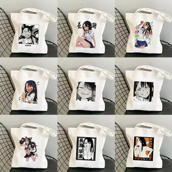 Японское аниме, пожалуйста, не запугивайте меня, Нагаторо, мультфильм, манга, сумки для покупок, сумки, сумки на плечо, забавная холщовая сумка для покупок 24*26cm