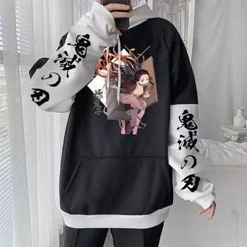 Японское аниме «Убийца демонов» Камадо Незуко, толстовки унисекс, каваи, манга, весенние пуловеры с капюшоном, женские и мужские толстовки большого размера S чёрный