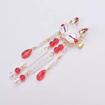 Японское аниме, женские волосы, головной убор, лиса, каваи, кисточка, шаг, встряхивание волос