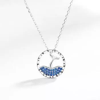 Японское голубое хрустальное ожерелье в виде хвоста русалки для женщин, слезы русалки, простая и универсальная цепочка на ключицу