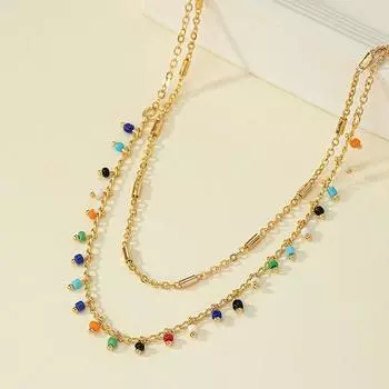Японское и корейское ожерелье из бусин в крутом стиле, модное, простое, цветное, для женщин, с нишевым темпераментом, с ретро-ощущением высокого класса, цепочка для ключицы
