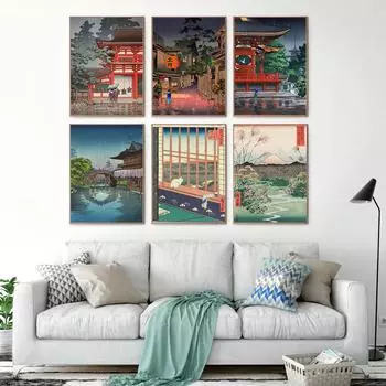 Японское Искусство Картина Маслом Токио Дождь Уличный Пейзаж Гостиная 21cm30cm NoFrame