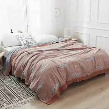 Японское кавайное одеяло с рисунком рыбы, хлопковое марлевое полотенце, одно двойное одеяло, летнее прохладное одеяло, покрывало для детей и взрослых 150x200cm