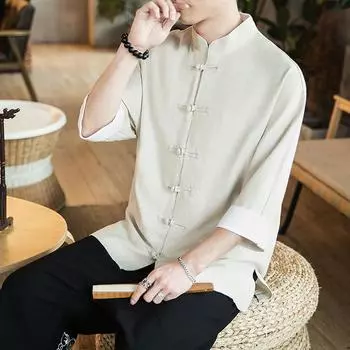 Японское кимоно костюм самурая, мужское пальто юката с принтом, рубашка в стиле Харадзюку, японский мужской традиционный кардиган с вышивкой хаори M темно-синий