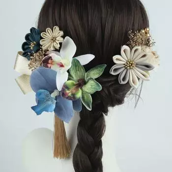 Японское кимоно ручной работы, тканевый цветок, аксессуары для волос, заколка, кисточка, головной убор, заколка-автомат, вечеринка, лето, юката, фестиваль, декор