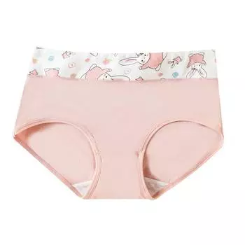 Японское нижнее белье, женские хлопковые трусы с высокой талией и принтом, бесшовное дышащее и милое нижнее белье L