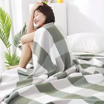 Японское одеяло для кровати, роскошное марлевое покрывало, летнее прохладное полотенце, одеяло, двойное хлопковое одеяло, мягкая дышащая клетчатая простыня 150X200cm
