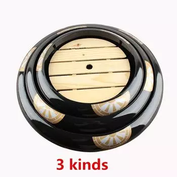 Японское ведро для суши Золотое золото черный цветок сашими сырая рыба морепродукты блюдо из лосося фруктовое блюдо еда круглый поднос рисовый шарик