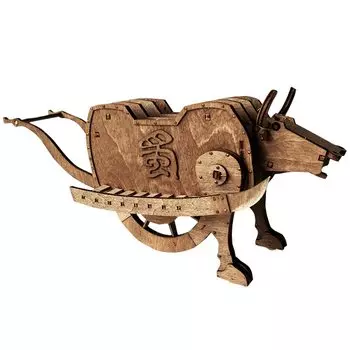 YAQUMW Деревянный бык, верховая лошадь, изобретение Чжугэ, простой механический транспортный инструмент, китайская колесница периода Троецарствия, масштабная модель, набор для самостоятельной сборки, деревянная игрушка 3D