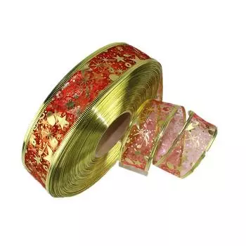 Yard 100 Elegant 38cm Christmas Ribbon Various Colors Gold Foil Edged Ribbon For Crafts 3.8100 Red Ribbon