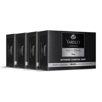 Yardley London Gentleman Classic Мыло с активированным углем, с 99,9% защитой от микробов и глубокой очисткой кожи - упаковка из 4 штук (по 100 г) 400 gm