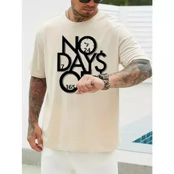 Яркая футболка с надписью NO DAYS OFF - круглый вырез, слегка эластичный полиэстер, узорчатый принт с буквами алфавита, классический крой, летняя повседневная одежда для взрослых мужчин S чёрный